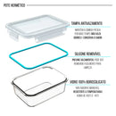 Kit de 15 Potes Herméticos de Vidro a Vácuo + BRINDE: 10 Copos Vidro Aruba