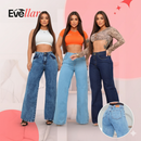 Kit 3 Calças Jeans Wide Leg 100% Algodão + Cintura Alta Que Modela e Realça Suas Curvas