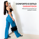 Kit 3 Calças Jeans Wide Leg 100% Algodão + Cintura Alta Que Modela e Realça Suas Curvas